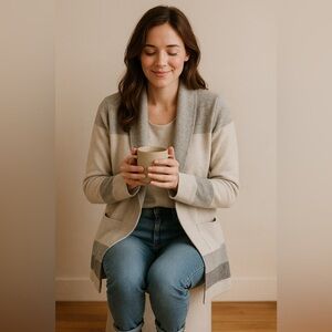 Benedetta B. Merino Wool Blend Open Front Cardigan – Sz L (Excellent Condition)